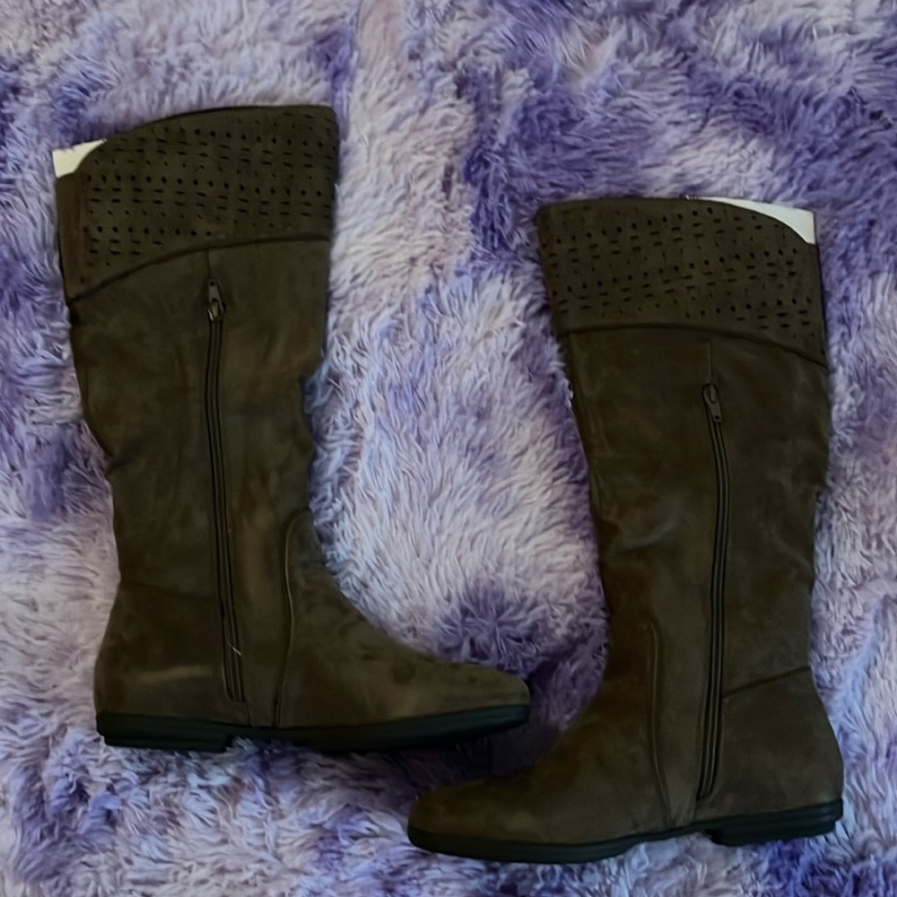 Never worn, still in box. 
The Dillon tall boot by Seven Dials Shoes color Stone